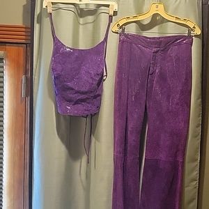 Wilsons Purple leather pants and halter top